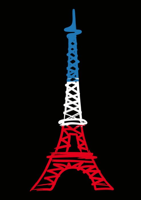 Poster Paris Eiffelturm die Farben der Flagge