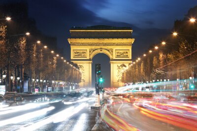 Paris Stadt bei Nacht und Arc de Triomphe