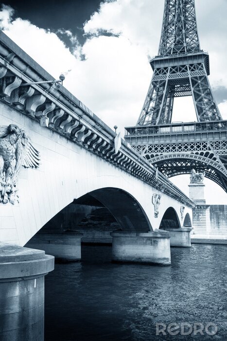 Poster Pariser Brücke im Retro-Stil
