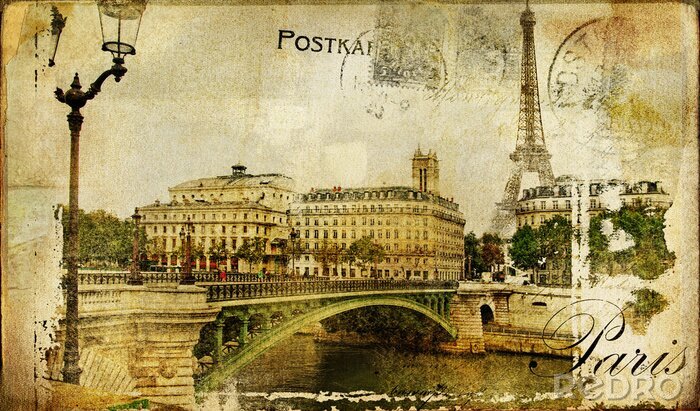 Poster Pariser Postkarte Retro