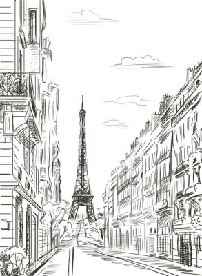Poster Pariser Straße - Illustration