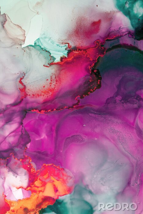 Poster Part of original alcohol ink painting. Modern art. Abstract colorful background, wallpaper. Marble texture. Fluid Art for modern banners, ethereal graphic design.
