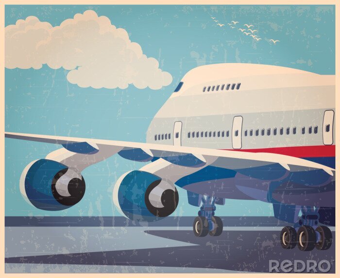 Poster Passagierflugzeug im Vintage-Stil