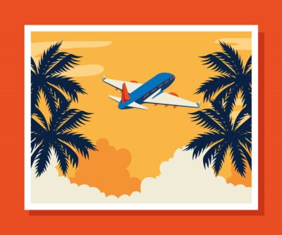 Poster Passagierflugzeug in den Tropen