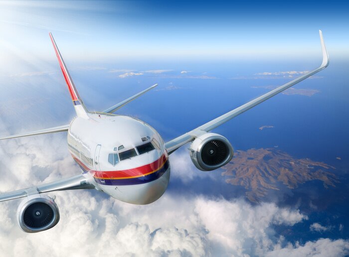 Poster Passagierflugzeug nach dem Abflug