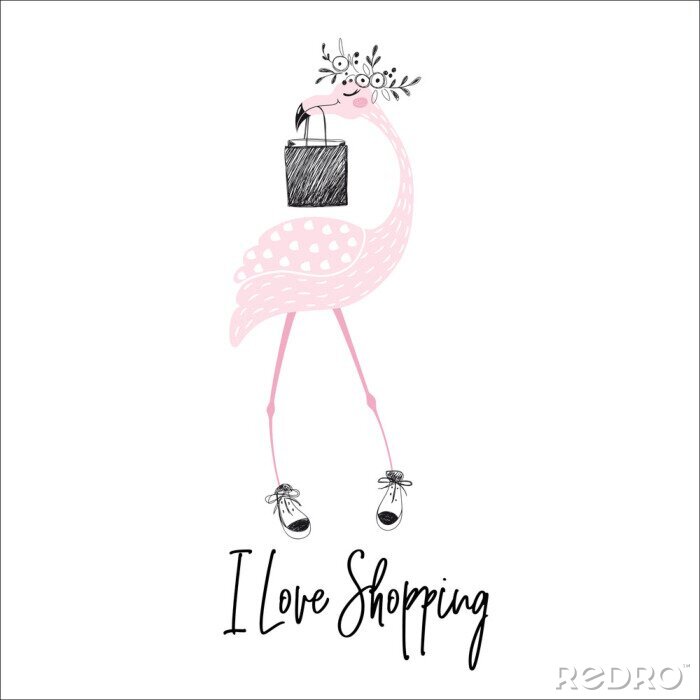 Poster Pastell Flamingo skandinavischer Stil