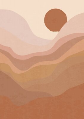 Poster Pastell-Landschaft im Boho-Stil