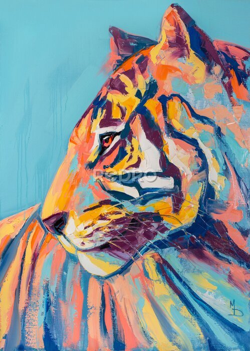 Poster Pastell-Tiger-Porträt