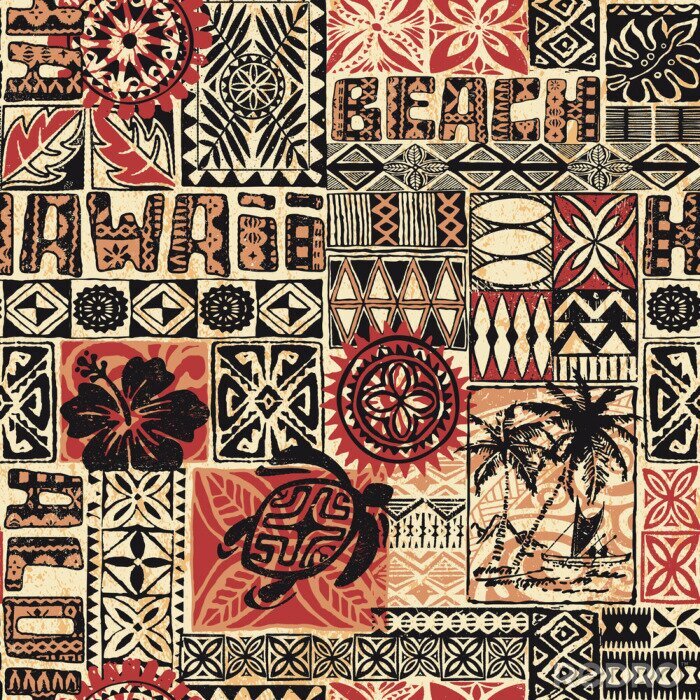 Poster Patchwork im hawaiianischen Stil