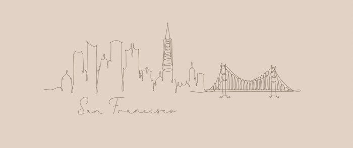 Poster Pen line silhouette san francisco beige