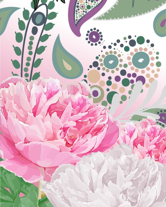 Poster Pfingstrosen moderne Boho-Grafik