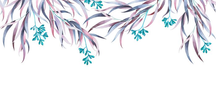 Poster Pflanzengirlande mit Blüten und Blättern