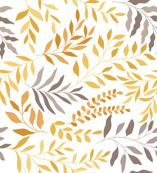 Poster Pflanzengrafiken in Gelb-Grau