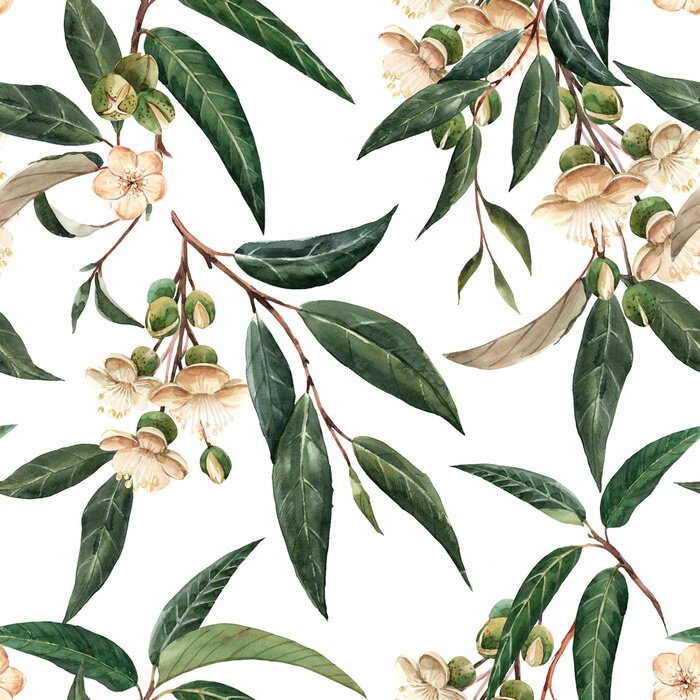 Poster Pflanzenzweige mit Blättern und Blüten