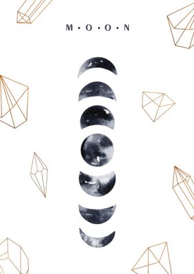 Poster Phasen des Mondes in einer minimalistischen Komposition