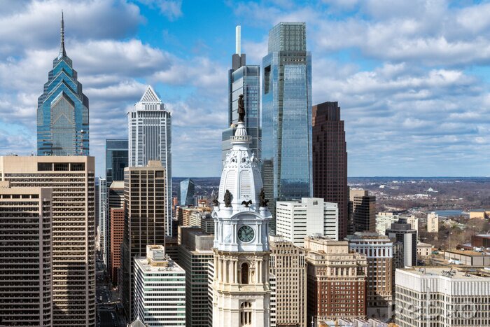 Poster Philadelphia Stadtpanorama und Wolkenkratzer