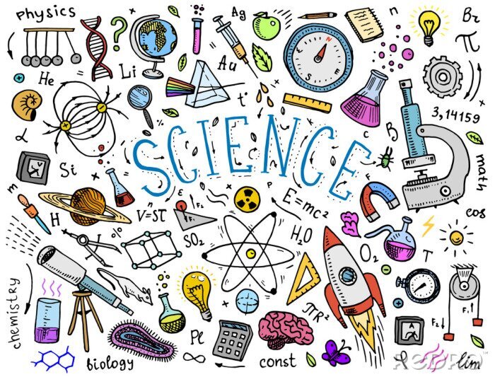 Poster Physikalische und mathematische Formeln auf einer Tafel