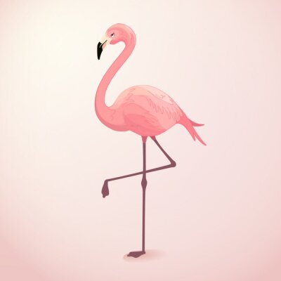 Poster Pink Flamingo auf pastellfarbenem Hintergrund