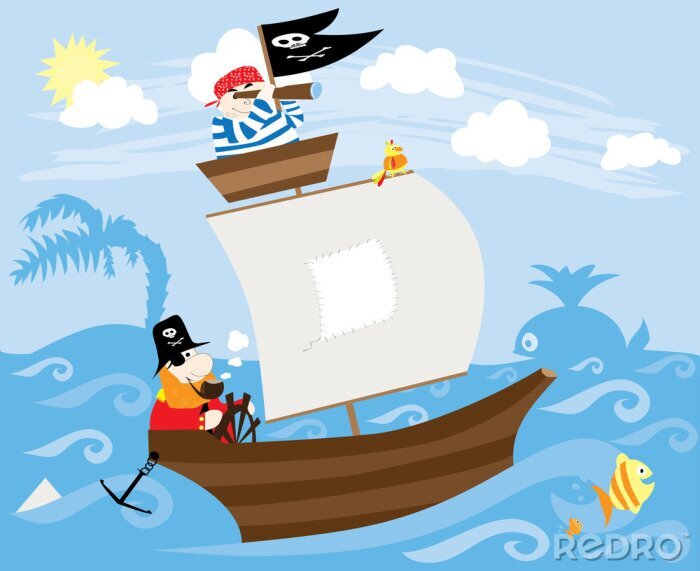 Poster Piratenschiff-Grafik mit maritimem Thema