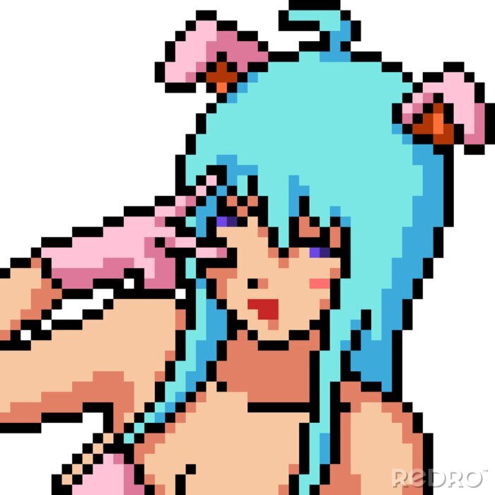 Poster Pixel Anime-Charakter