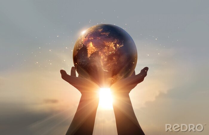 Poster Planet Erde in unseren Händen gehalten