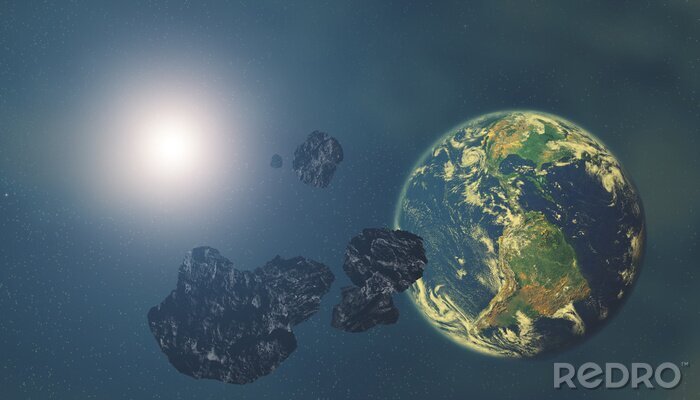 Poster Planet Erde und Sonne
