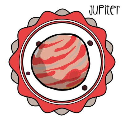 Sticker Planet Jupiter bunte minimalistische Grafik