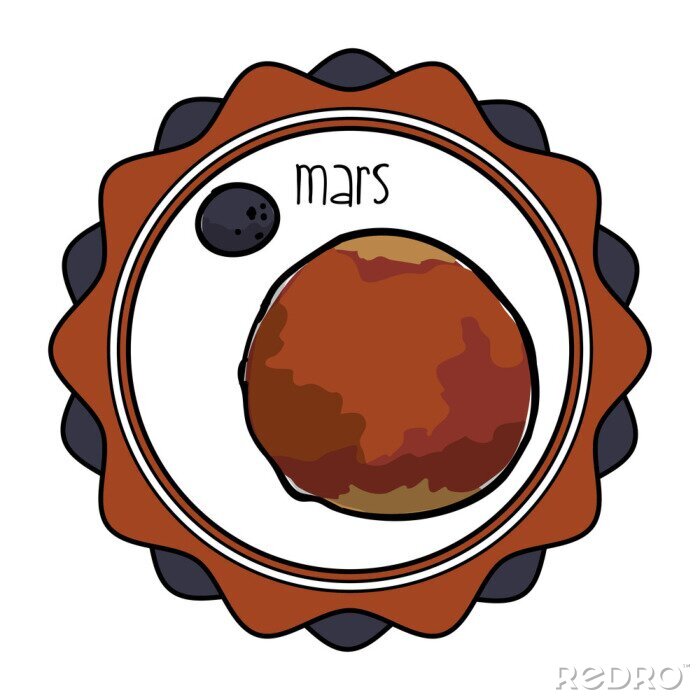 Poster Planet Mars mit Mond minimalistische Grafik