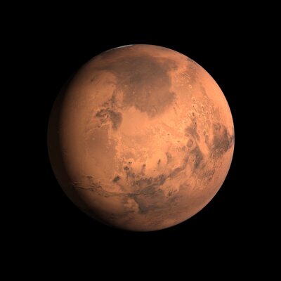 Poster Planet Mars rot umgeben von Schwärze