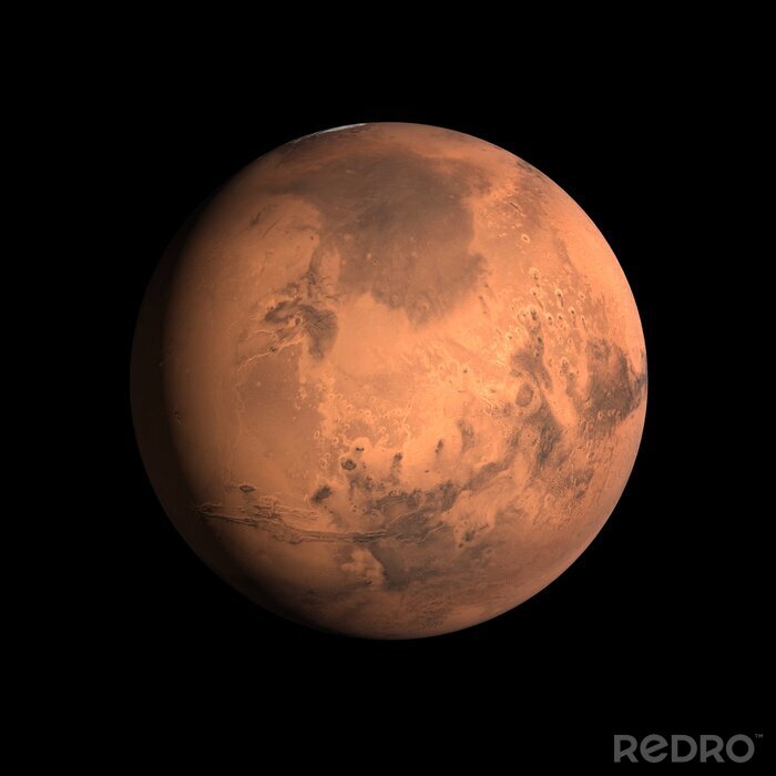 Poster Planet Mars rot umgeben von Schwärze