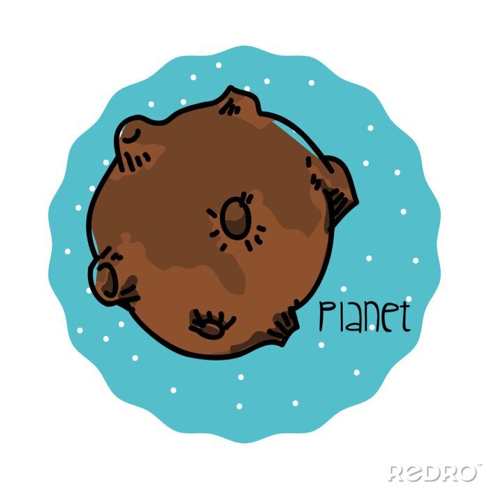 Poster Planet mit Kratern blauer Hintergrund Grafik