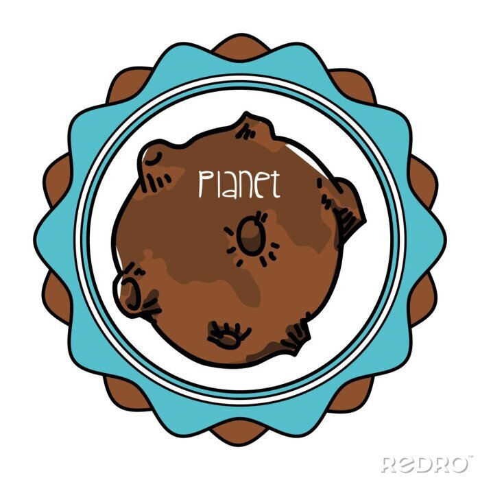Poster Planet mit Kratern in einem gewellten Reifen