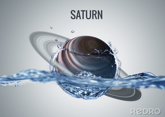 Poster Planet Saturn fällt ins Wasser