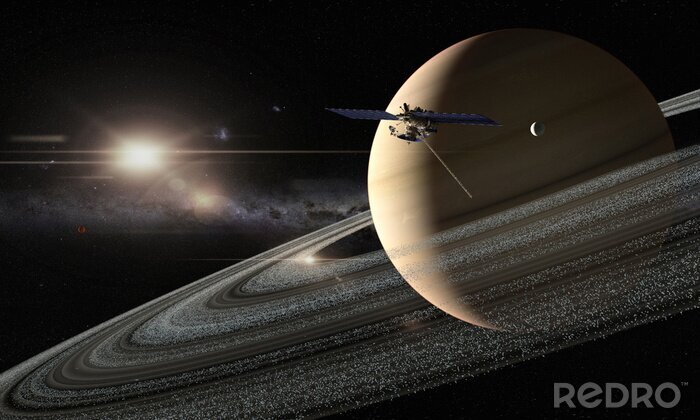 Poster Planet Saturn und Satellit
