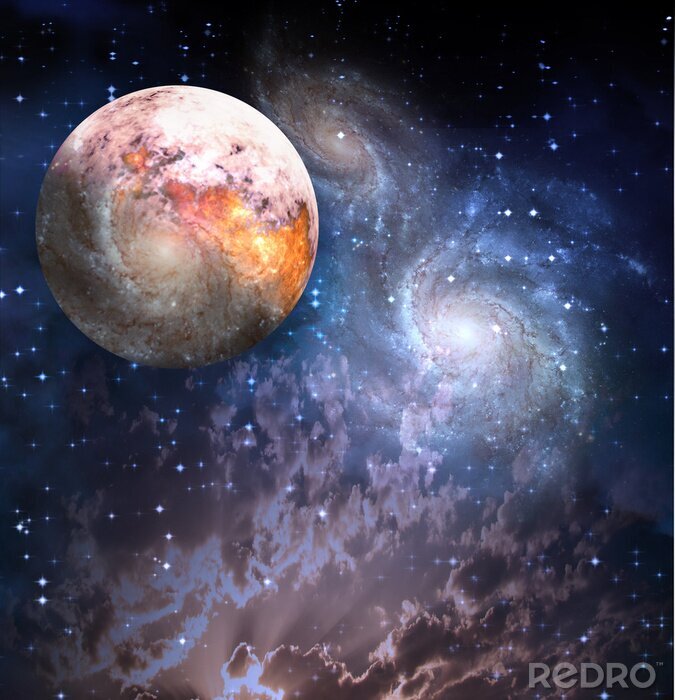 Poster Planet und Sterne in Galaxie