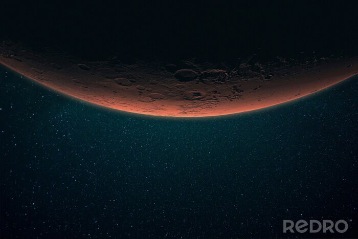 Poster Planeten des Sonnensystems Mars und seine roten Krater