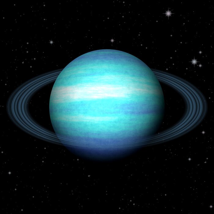 Poster Planeten des Sonnensystems Uranus umgeben von Ringen