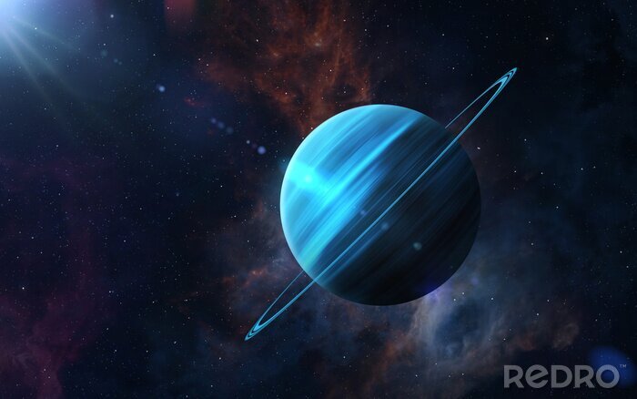 Poster Planeten des Sonnensystems Uranus von Strahlen beleuchtet