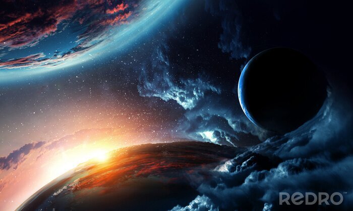 Poster Planeten des Sonnensystems, von der Sonne beleuchtet