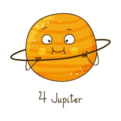 Planeten für Kinder lächelnder Jupiter Grafik