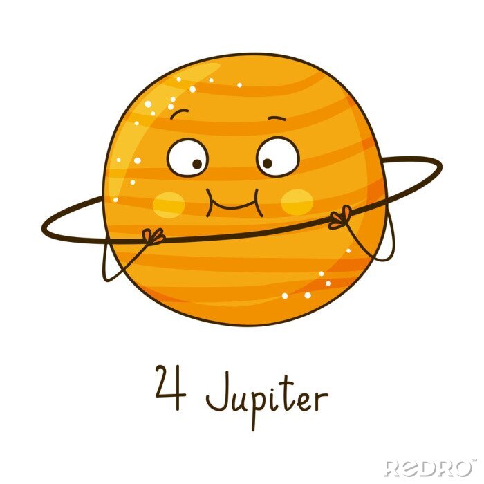 Poster Planeten für Kinder lächelnder Jupiter Grafik