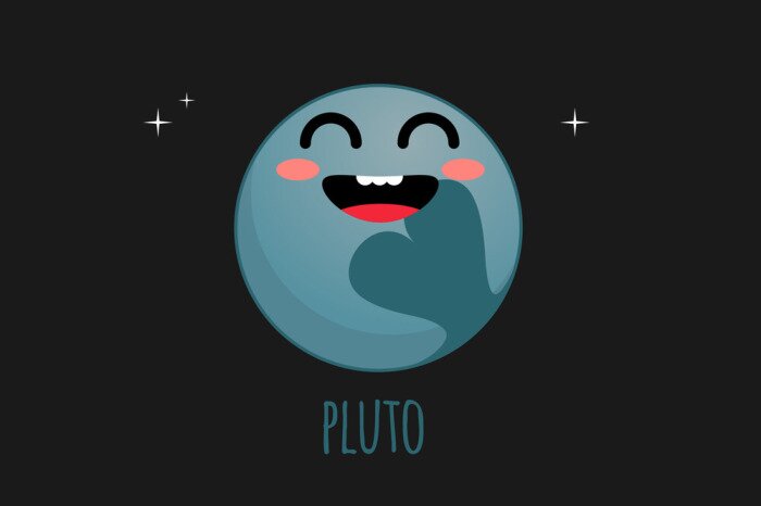 Poster Planeten für Kinder lächelnder Pluto Grafik