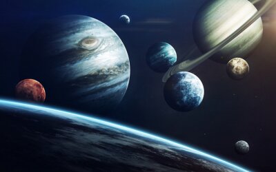 Planeten Sonnensystem auf dunkelblauem Hintergrund