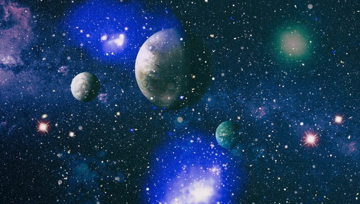 Poster Planeten unter den Sternen im Universum