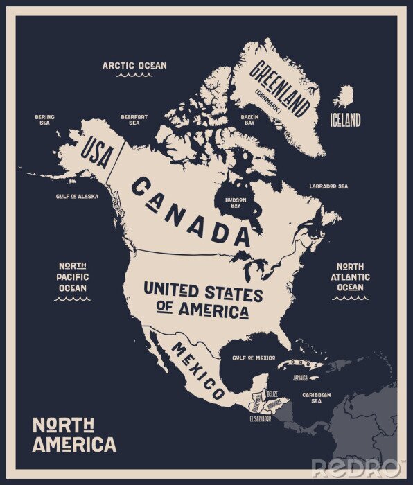Poster Politische Karte von Nordamerika