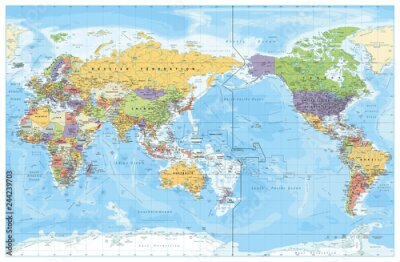 Poster Politische Weltkarte in Farben
