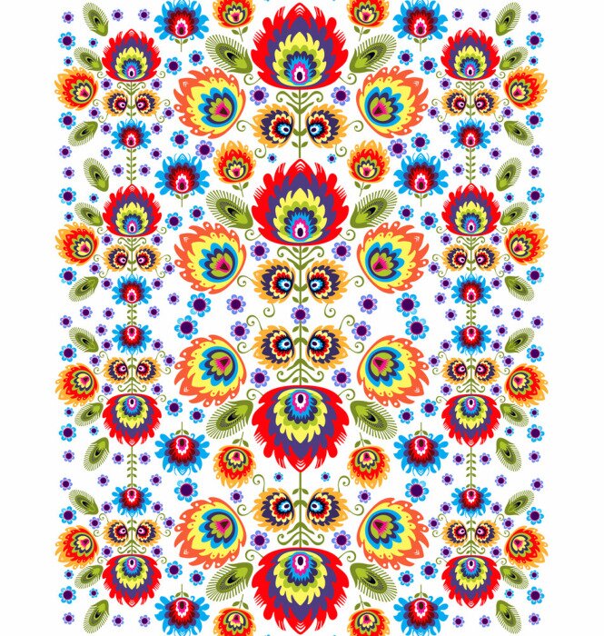 Poster Polski Wzór Ludowy bezszwowy