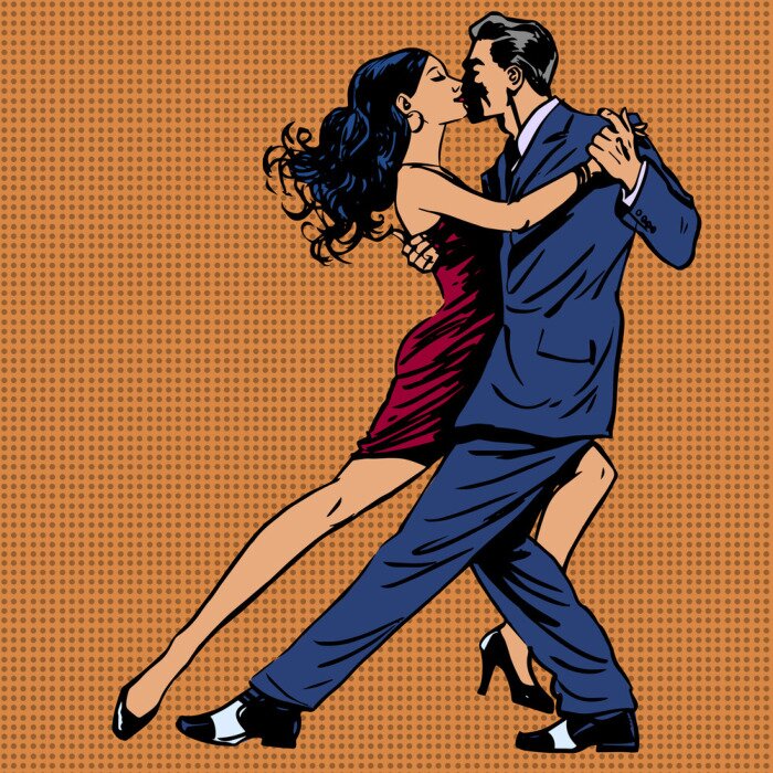 Poster Pop-Art-Grafik eines Tango tanzenden Paares