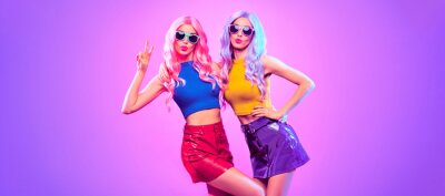 Poster Pop Mädchen in Neon-Kleidung