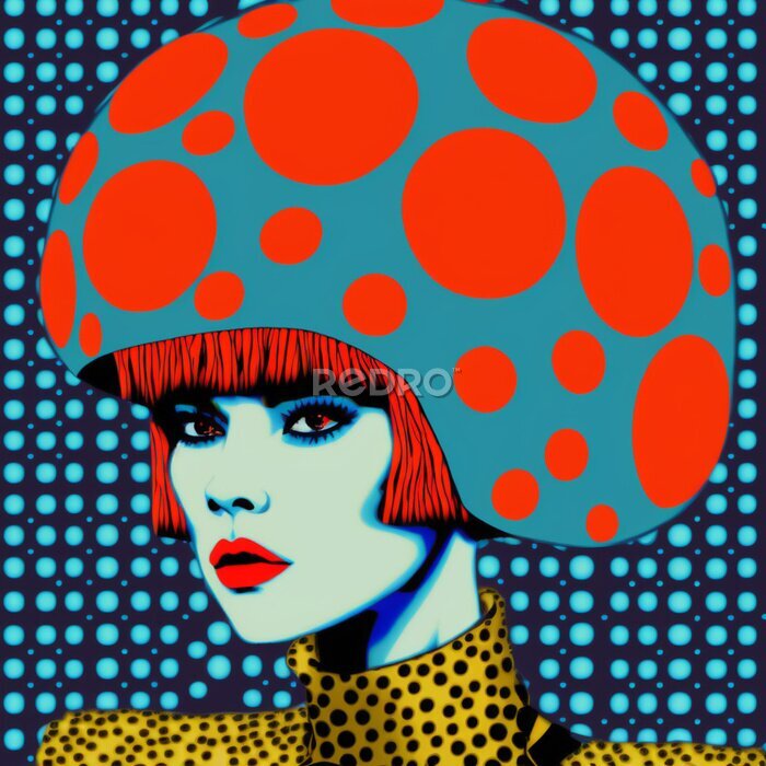 Poster Popart-Porträt eines Mädchens mit roten Haaren